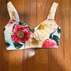 Dolce & Gabbana Vibrant Floral Crop Top - Red, Pink, Cream